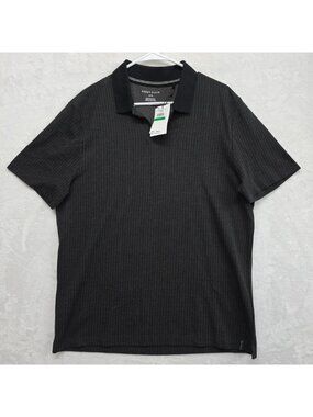 Perry Ellis Polo Shirt Mens L Black Performance Moisture Wicking Golf NWT Wavy